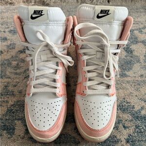 Nike Women's High-Top Sneakers - White and Light Pink